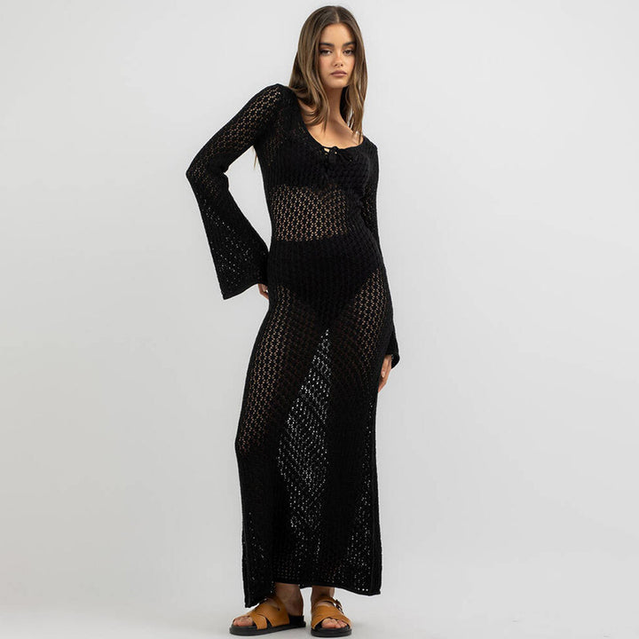 Ladies airy crochet maxi coat Mune Fashion