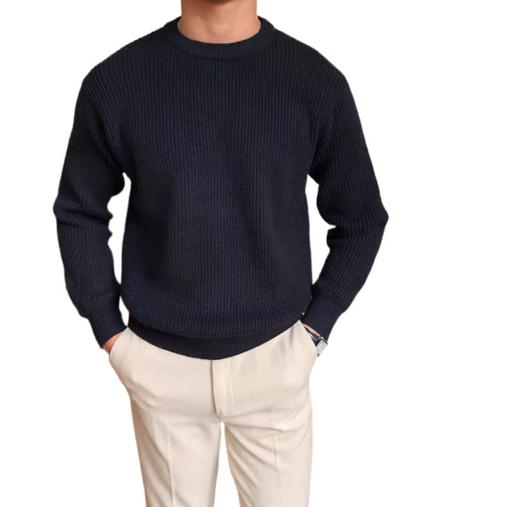 Men's chunky knit sweater with round neckline Mune Fashion