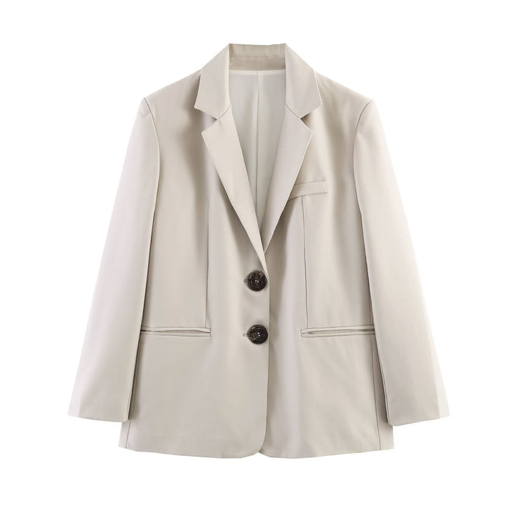 Women's Two-Piece Business Suit Set with Boxy Two-Button Blazer and Wide High-Rise Trousers Mune Fashion