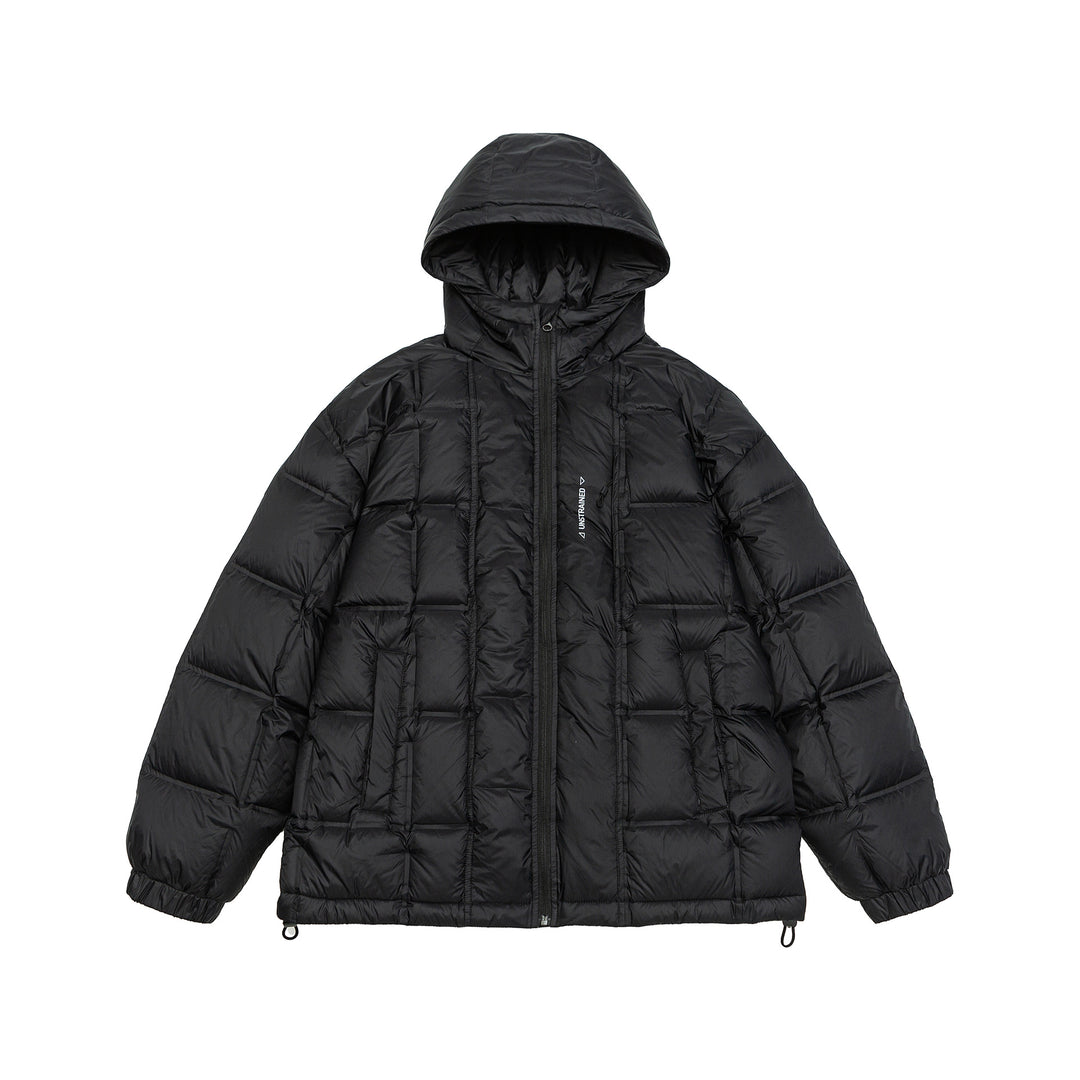 Unisex Oversized Padded Jacket with Hood, Down Look and Drawstring Mune Fashion