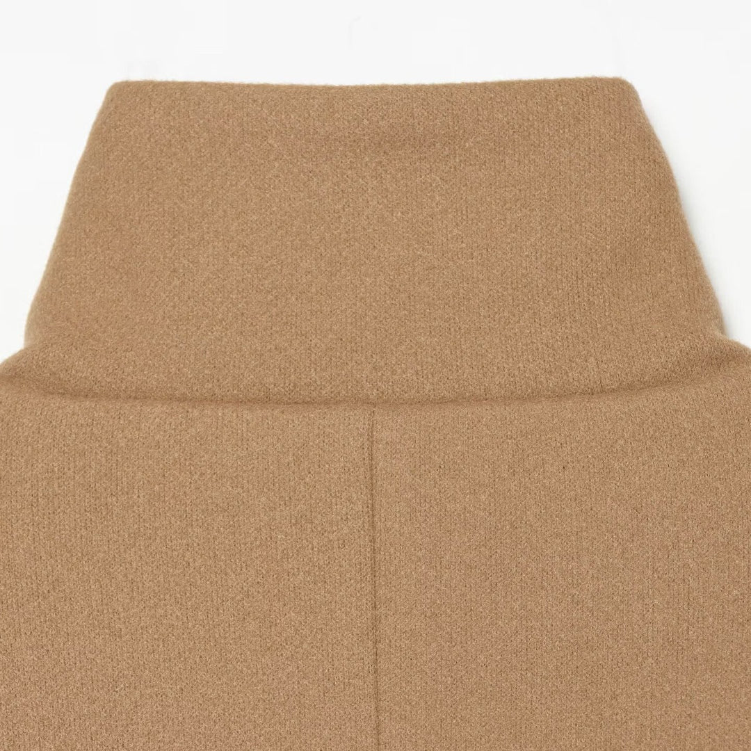 Women's Short Cape Jacket made of Wool Blend with High Roll Neck and Cuff Detail Mune Fashion