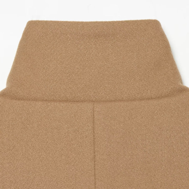 Women's Short Cape Jacket made of Wool Blend with High Roll Neck and Cuff Detail Mune Fashion