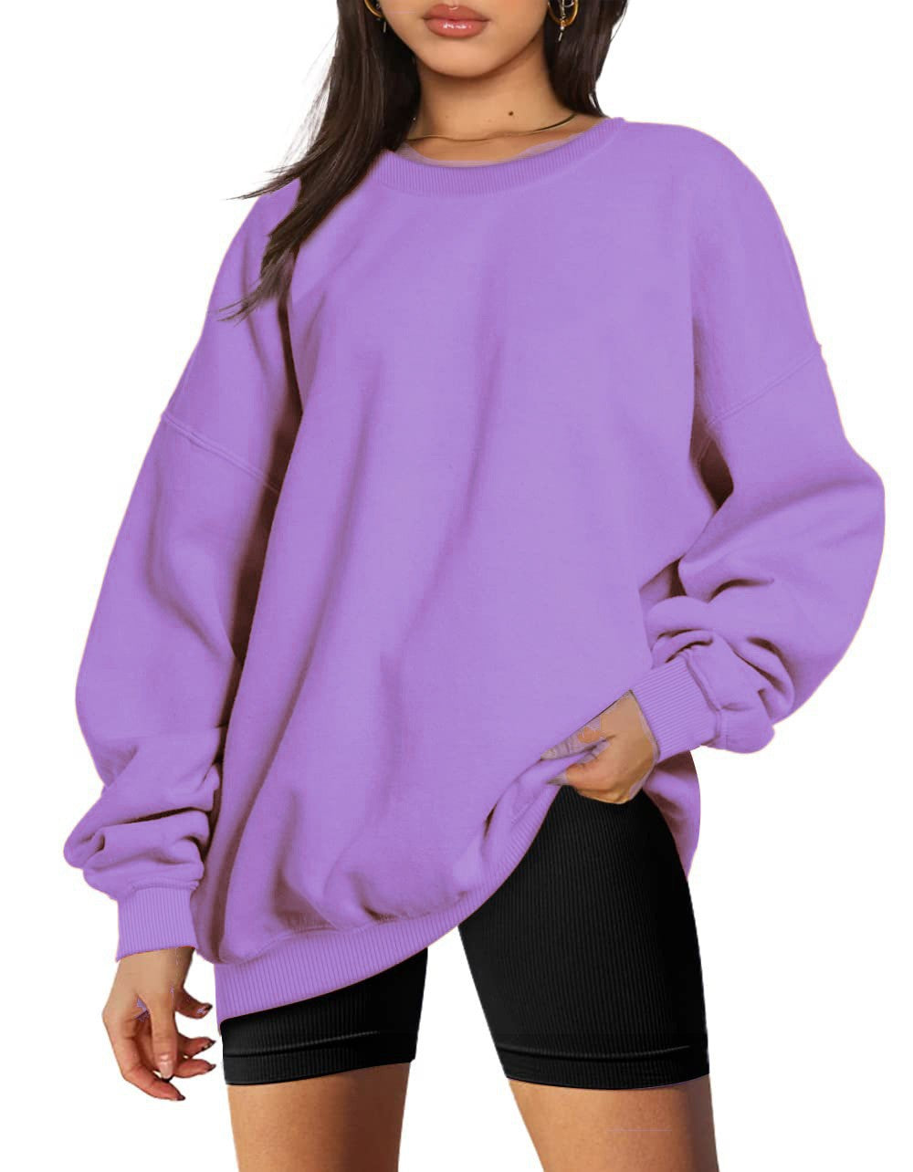 Women's extra long oversized sweatshirt with balloon sleeves, ribbed hem and brushed interior Mune Fashion