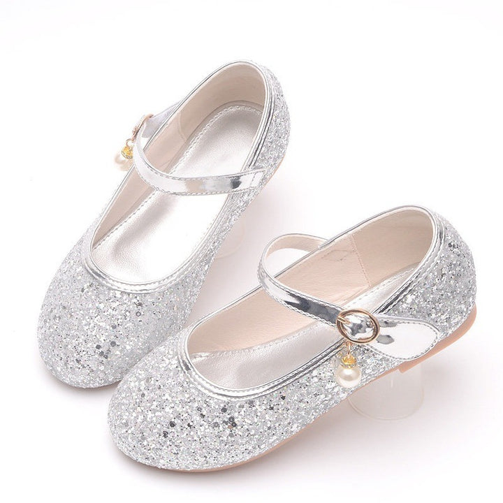 Girls Glitter Ballerinas with Strap and Pearl Application Mune Fashion