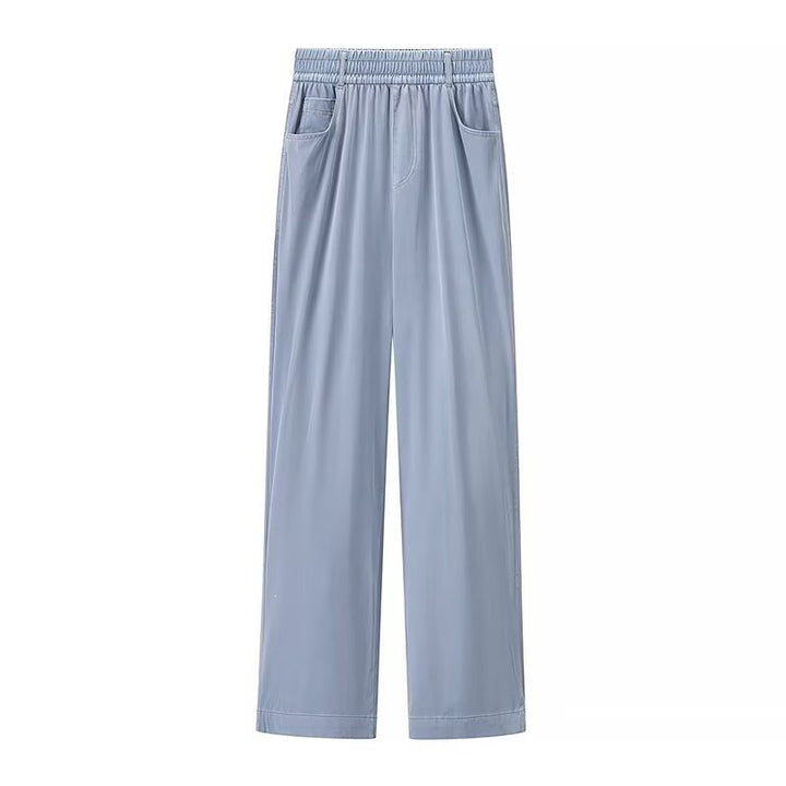 Women's loose high-waist lounge pants made of flowing viscose look with elastic waistband and side pockets Mune Fashion
