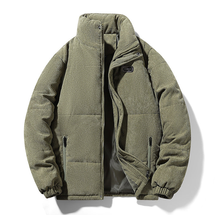 Men's quilted cord jacket with high stand-up collar, warm filling and zip pockets Mune Fashion