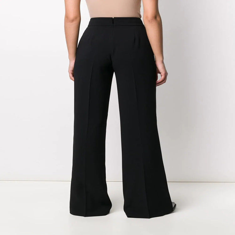 Women's High-Waisted Tailored Palazzo Trousers with Crease and Wide Leg Mune Fashion