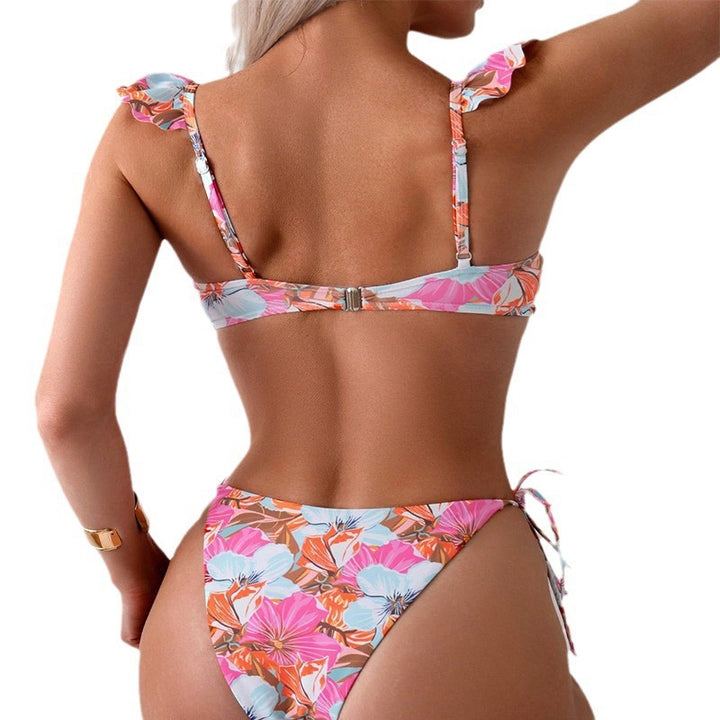 Women's bikini with voluminous ruffles and floral pattern Mune Fashion