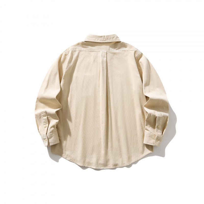 Unisex Boxy Cord Shirt in Overshirt Style with Button-Down Collar and Patch Chest Pocket Mune Fashion