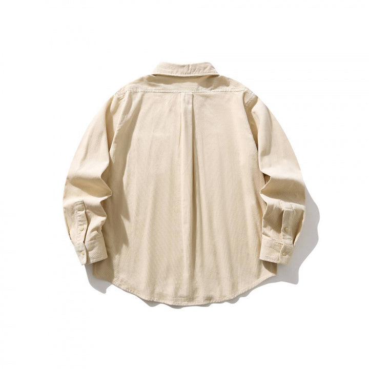 Unisex Boxy Cord Shirt in Overshirt Style with Button-Down Collar and Patch Chest Pocket Mune Fashion