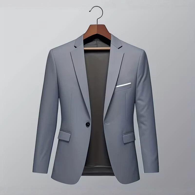 Men's slim-fit tuxedo jacket with prominent lapels, concealed breast piping, and light shoulder padding Mune Fashion