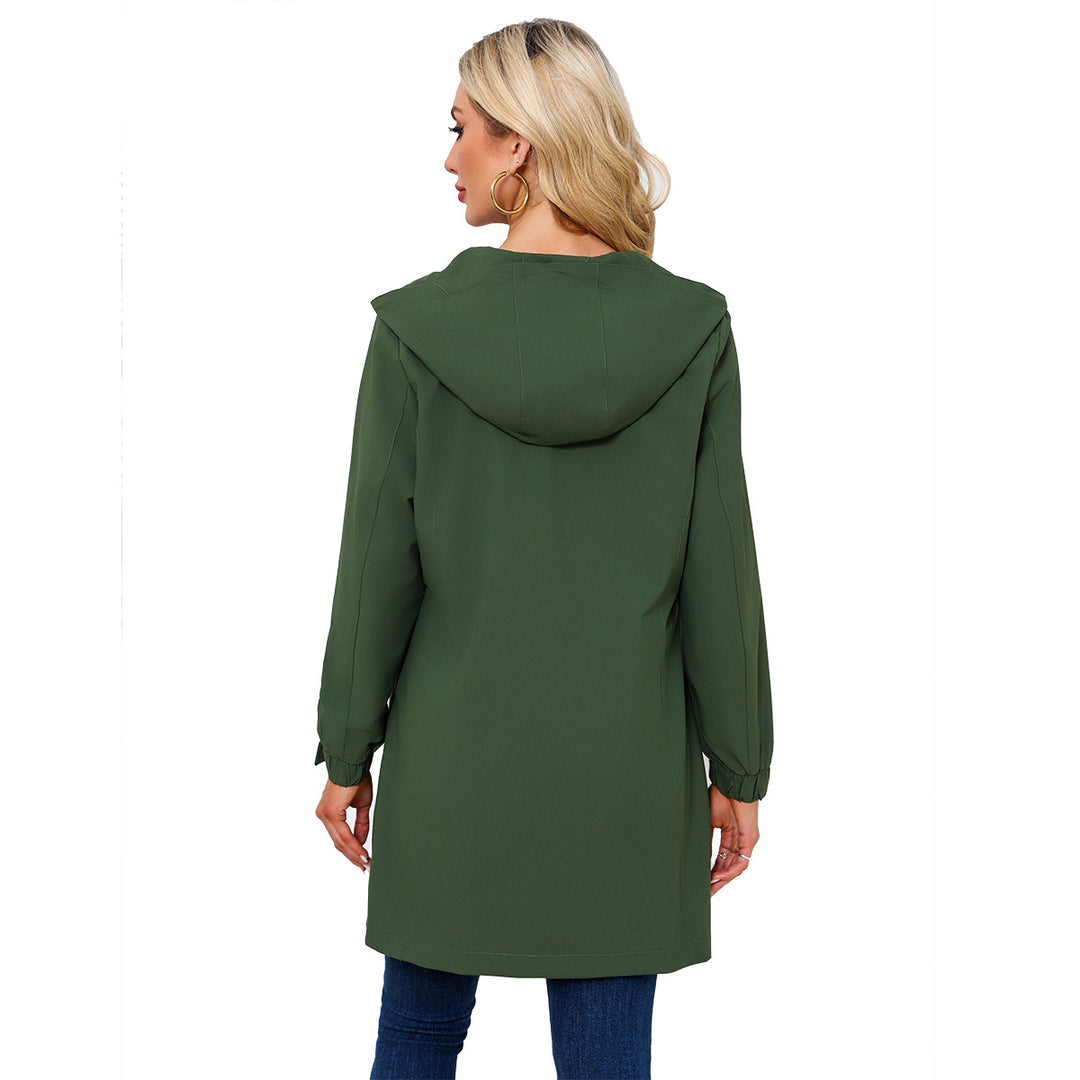 Women's waterproof long raincoat with hood and two-way zipper Mune Fashion