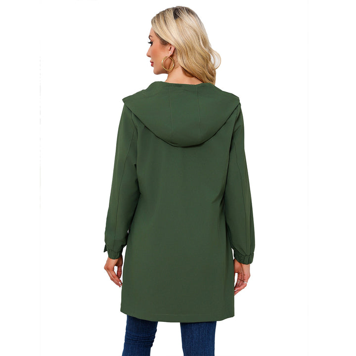Women's waterproof long raincoat with hood and two-way zipper Mune Fashion