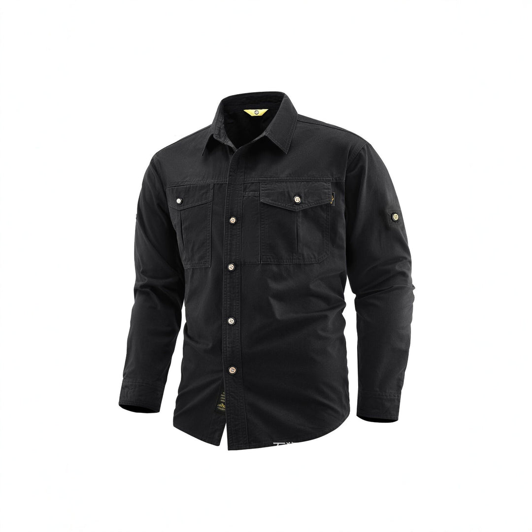 Men's Canvas Overshirt in Field Style with Chest Flaps and Full Button Placket Mune Fashion