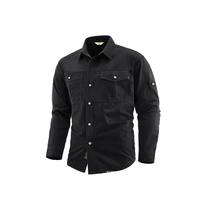 Men's Canvas Overshirt in Field Style with Chest Flaps and Full Button Placket Mune Fashion