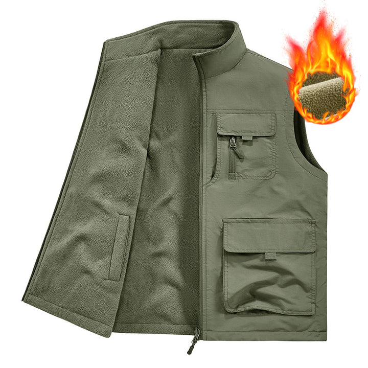 Men's Thermo-Utility Vest with Fleece Lining, Windproof Shell and Multifunction Pockets Mune Fashion