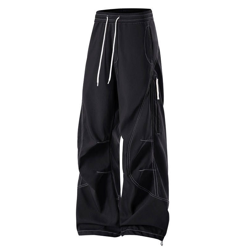 Men's loose cargo pants with elastic waistband, drawstring and side zip pocket Mune Fashion