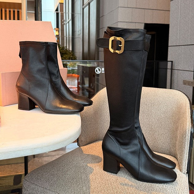 Women's Stretch Ankle Boot with Medium Block Heel Mune Fashion