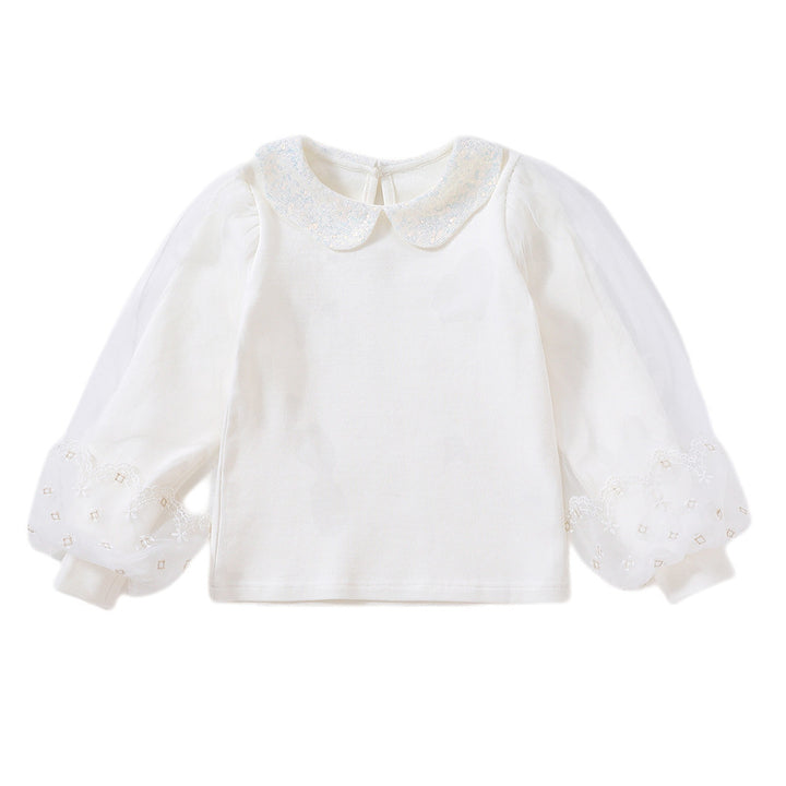 Girl sweatshirt with elegant tulle sleeves and striking collar Mune Fashion