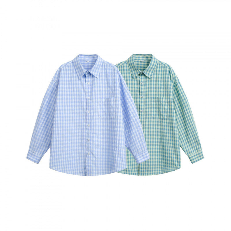 Women’s Loose Oversize Checkered Shirt with Chest Pocket and Rounded Hem Mune Fashion