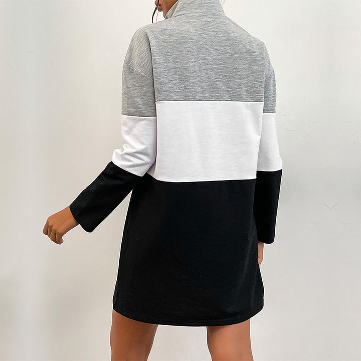 Women's Sporty Sweat Dress with Zipper Mune Fashion