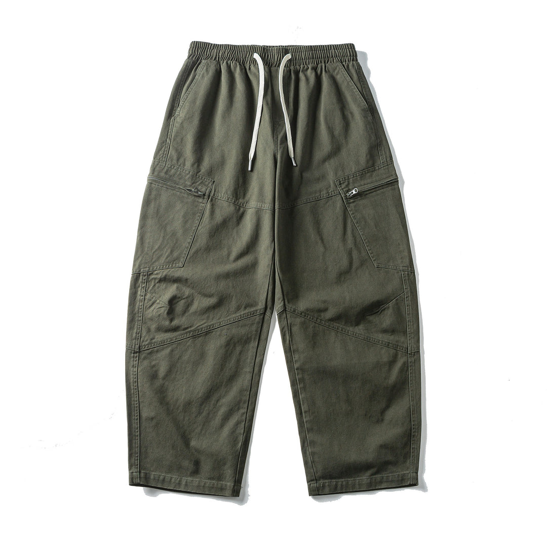 Men's Cropped Cargo Pants with Elastic Waistband, Drawstring and Zipper Pockets Mune Fashion
