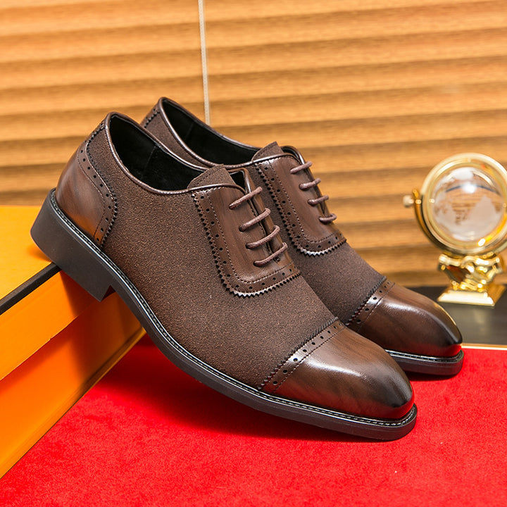 Men's elegant Oxford lace-up shoes with cap toe design, leather-textile mix and cushioned comfort insole Mune Fashion