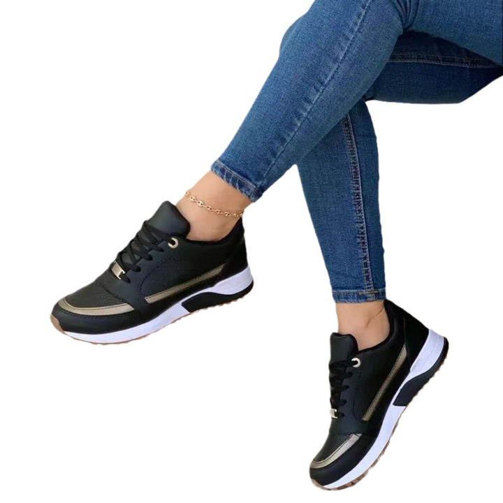 Women's elegant Lace-Up-platform sneakers with hidden wedge sole and cushioning EVA midsole Mune Fashion