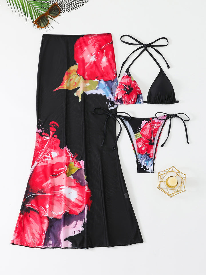 Women's Beach Dress with Blooming Bikini Set Mune Fashion
