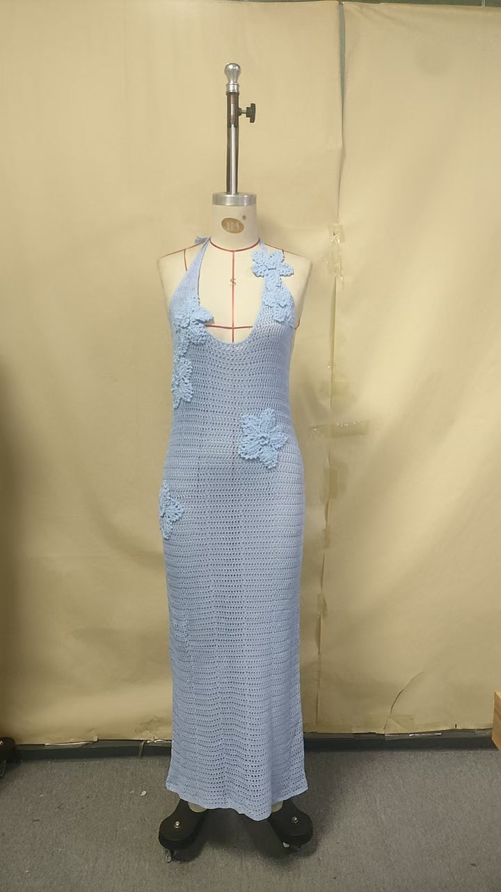 Women's crochet maxi dress with floral design Mune Fashion