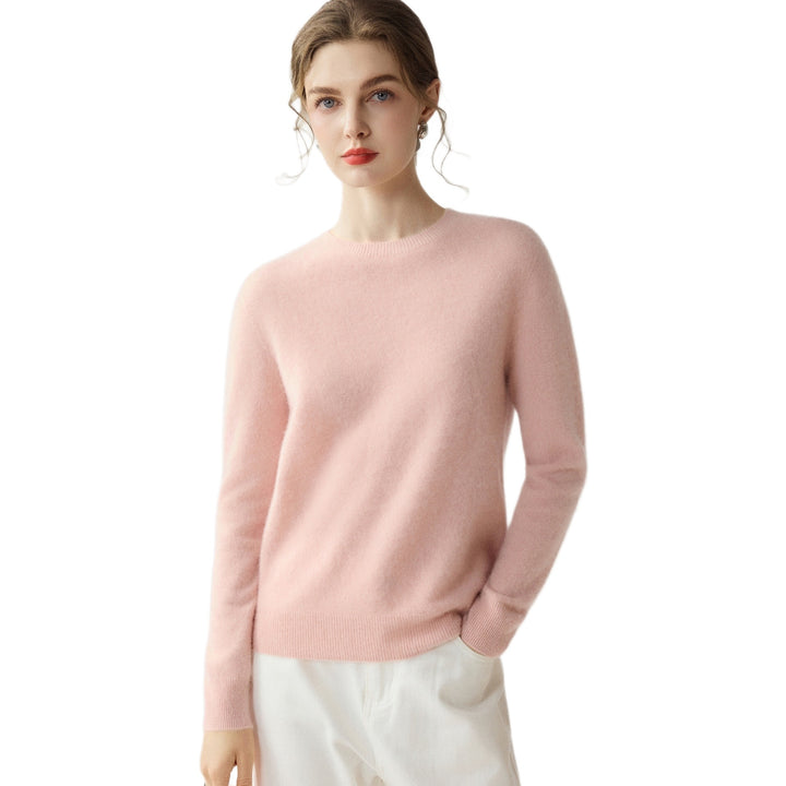 Ladies Lightweight Round Neck Sweater in Cashmere Look with Extra Fine Pile and Ribbed Hem Mune Fashion
