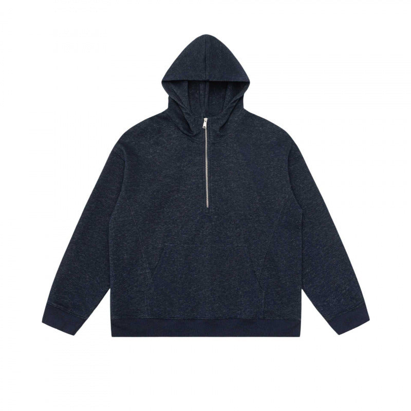 Unisex Hoodie Half-Zip Sweatshirt with Kangaroo Pocket and Ribbed Cuffs Mune Fashion