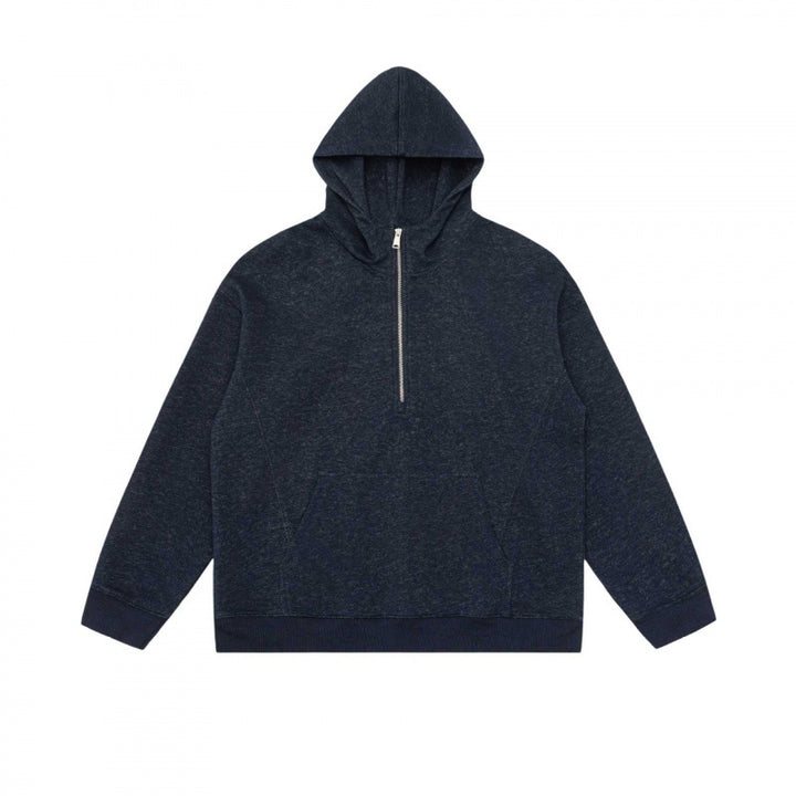 Unisex Hoodie Half-Zip Sweatshirt with Kangaroo Pocket and Ribbed Cuffs Mune Fashion