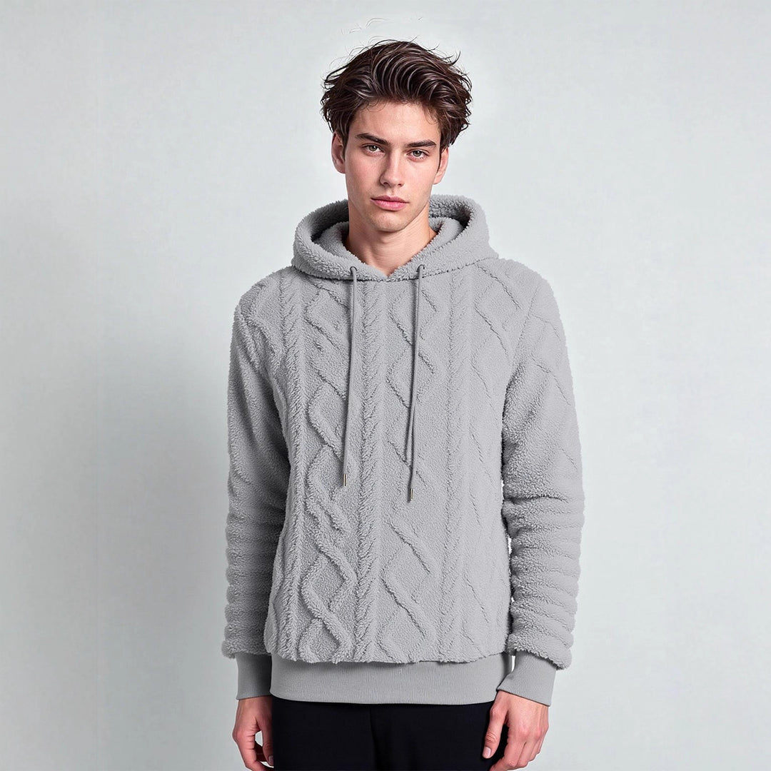 Men's teddy fleece hoodie with diamond structure, lined hood, and soft ribbed cuffs Mune Fashion
