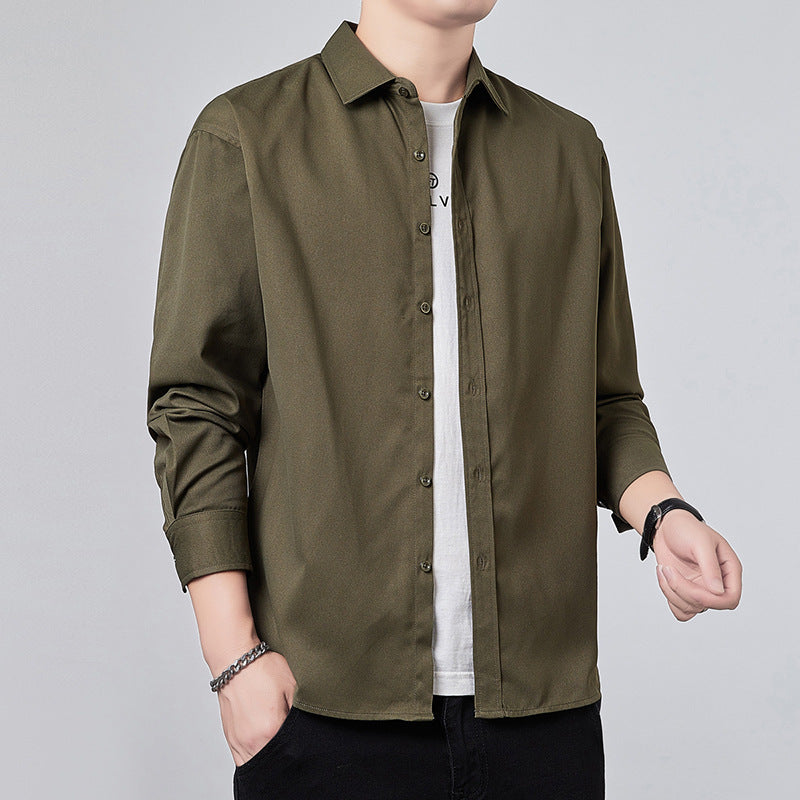 Men's Long Sleeve Shirt with Relaxed Fit and Light Satin Look Mune Fashion