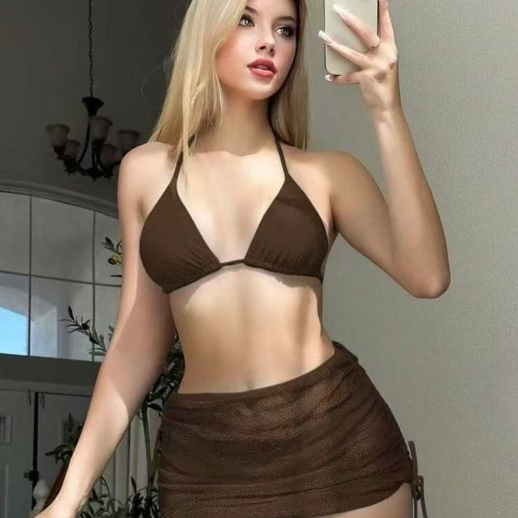 Ladies Bikini set with adjustable straps and transparent wrap skirt Mune Fashion