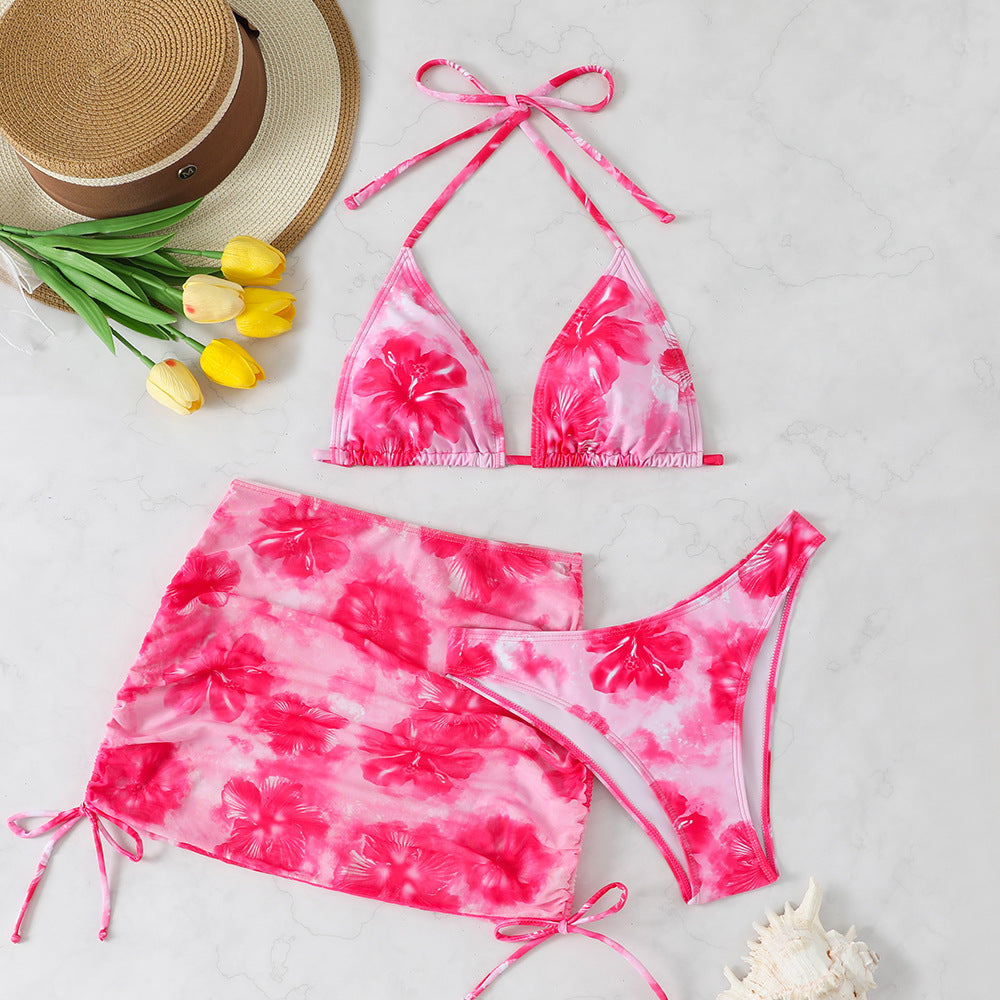 Women's bikini set with floral pattern and adjustable skirt Mune Fashion