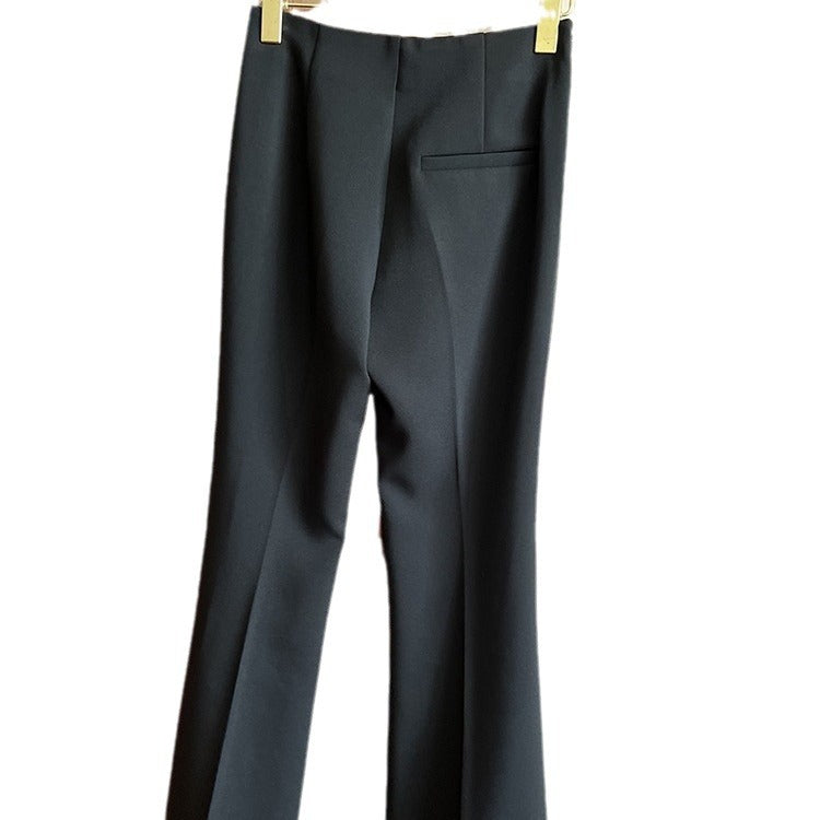 Women High-waisted Flared Suit Pants with Sharp Creases and Slim Thigh Fit Mune Fashion