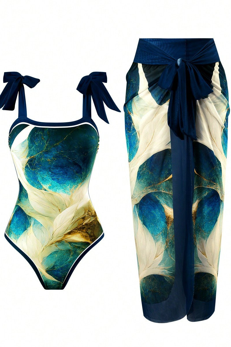 Ladies One-Piece Swimsuit with Stylish Wrap Skirt Look Mune Fashion
