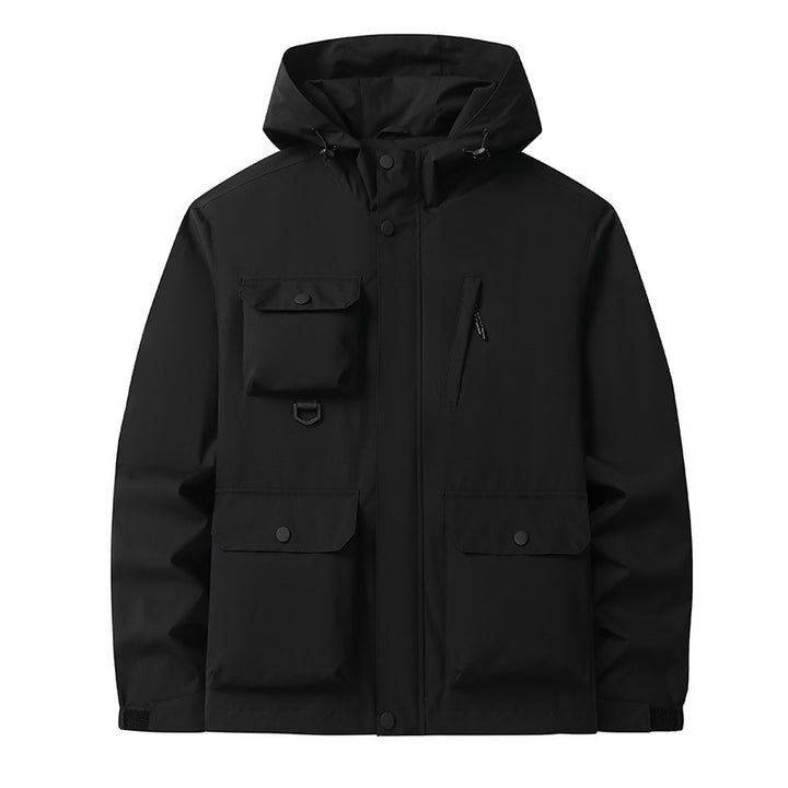 Men's Technical Utility Field Jacket with Hood, Multiple Pockets and Wind-Resistant Shell Mune Fashion