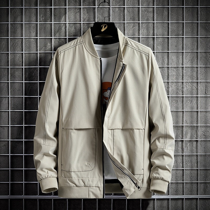 Men's transitional bomber jacket with contrast stitching and zipper Mune Fashion