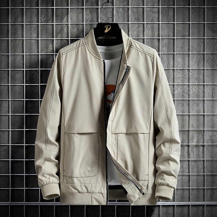Men's transitional bomber jacket with contrast stitching and zipper Mune Fashion
