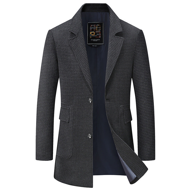 Men's transitional short coat in blazer style made of wool blend with houndstooth Mune Fashion