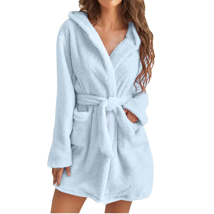 Women's Snuggly Fleece Bathrobe with Hood Mune