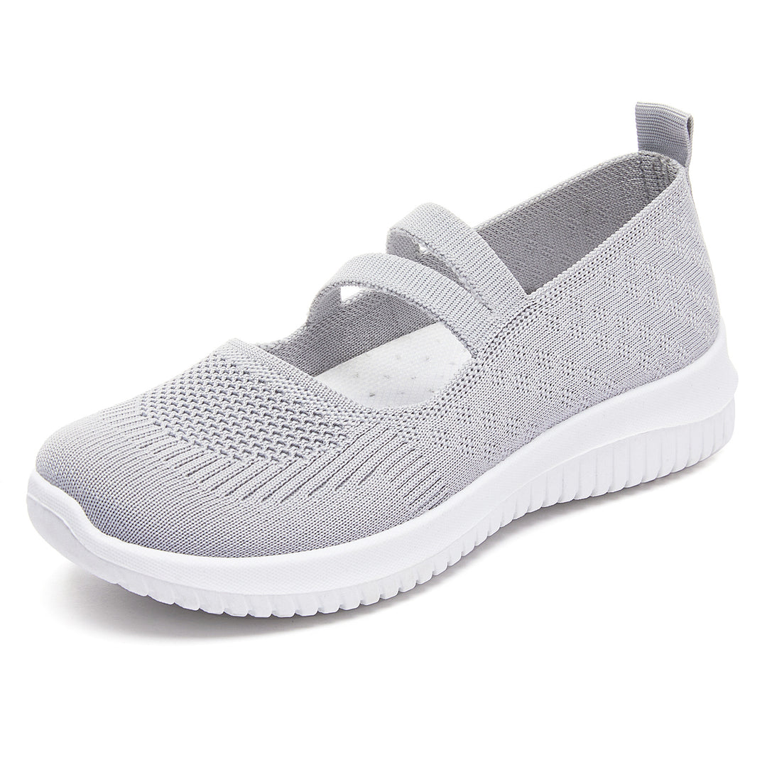 Women's knitted slip-on Mary Jane sneakers with elastic straps, padded comfort insole, and flexible EVA outsole Mune Fashion