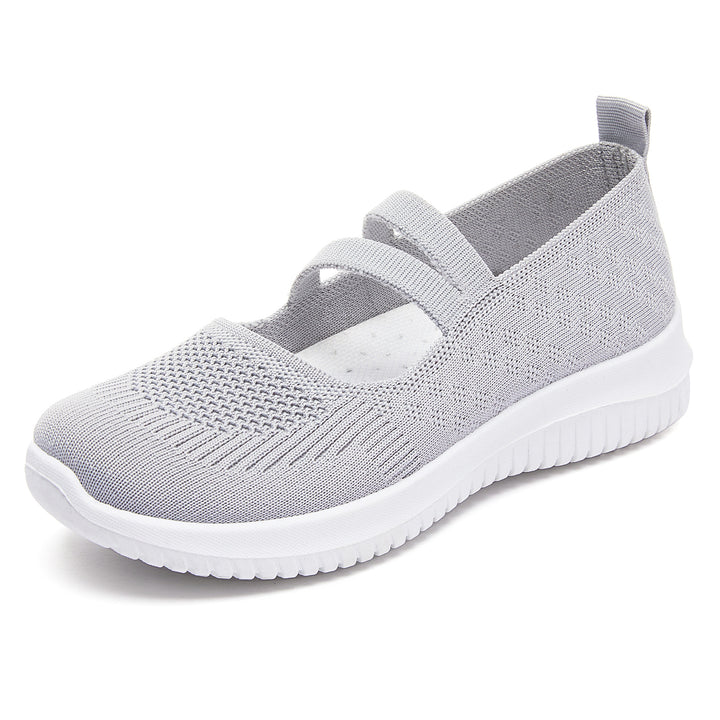 Women's knitted slip-on Mary Jane sneakers with elastic straps, padded comfort insole, and flexible EVA outsole Mune Fashion