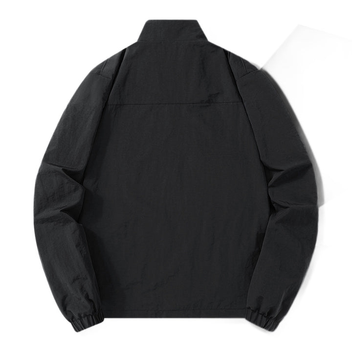 Men's Lightweight Cotton Blend Transitional Jacket with Stand-Up Collar and Concealed Zipper Mune Fashion