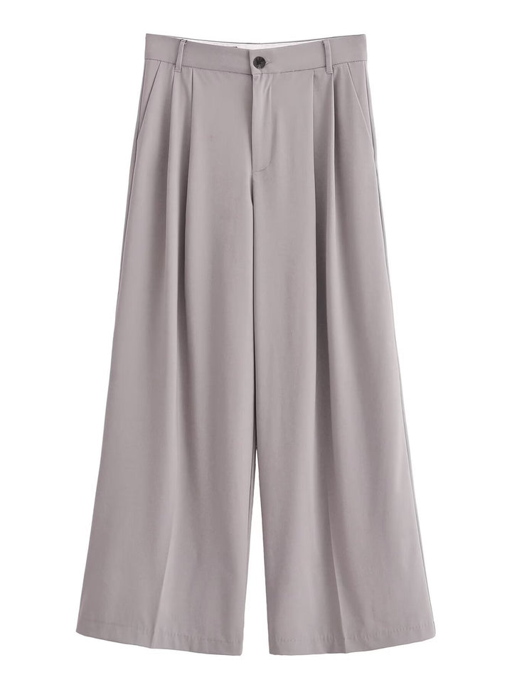 Ladies Wide Pleated Palazzo Trousers with High Waist Mune Fashion