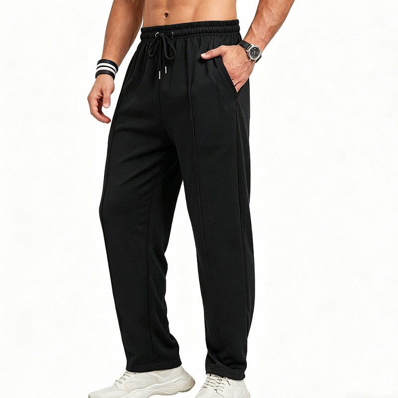 Men's Textured Relax-Fit Jogging Pants with Crease and Drawstring Mune Fashion