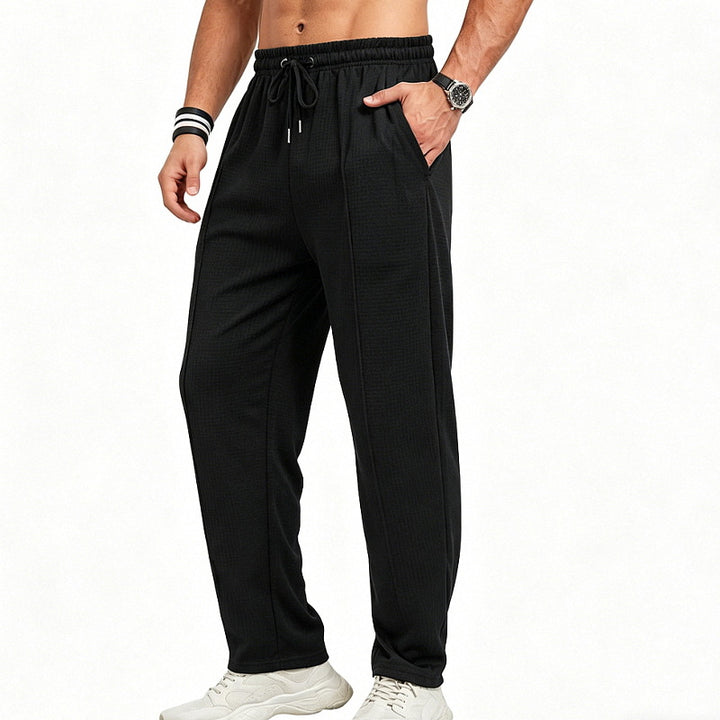 Men's Textured Relax-Fit Jogging Pants with Crease and Drawstring Mune Fashion